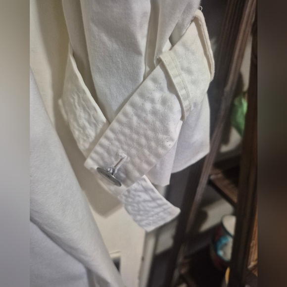 Vintage Calvin Klein White Double-Breasted Trench Coat Fits Xl-2xl No Size Tag - Picture 2 of 7